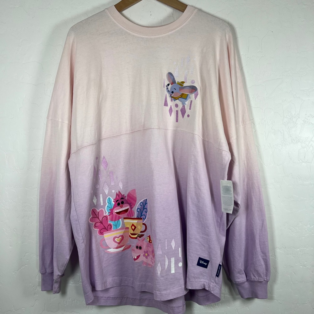 Disney World Spirit Jersey Joey Chou Ombre Pink Purple Castle Dumbo Large NWT